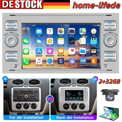 Für Ford Focus MK2 Transit Connect MK7 Android 14 32G Carplay Autoradio GPS Kam - Bild 1 von 4