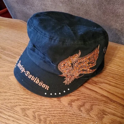 Harley Davidson Embroidered Sequin Wing Military Style Willie G Adjustable Women - Image 1 of 4