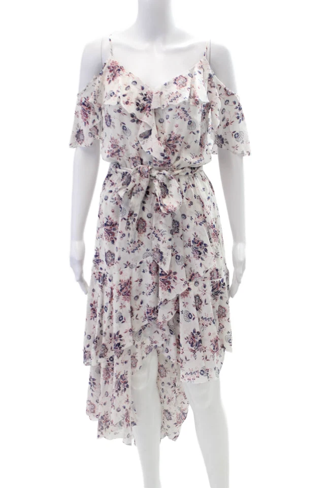 Joie Mujer Seda Cuello en V Floral Volantes Solero Blanco Multi Talla XS Foto 1 de 4