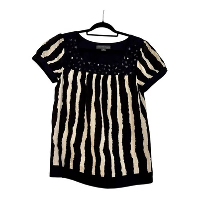 Top Josephine Chaus manga corta a rayas blanco y negro Foto 1 de 4