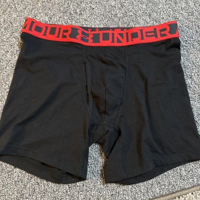 Mens Under Armour UA Boxer Brief Black Red Nice Medium M Cotton Blend Underwear - Image 1 of 4