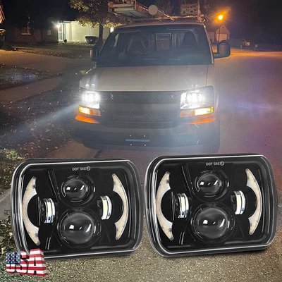 Faro LED alto/bajo 2 piezas 7x6 más brillante para camioneta de carga Chevy Express 1500 2500 3500 Foto 1 de 4