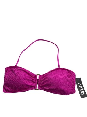 Apt. Top de biquíni 9 orquídeas fúcsia rosa halter tamanho G sobreposição de renda novo - Imagem 1 de 4