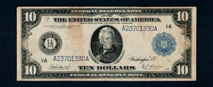 $10 1914 Large Sized Federal Reserve Boston Blue Seal Free Shipping (B230) - Picture 1 of 2