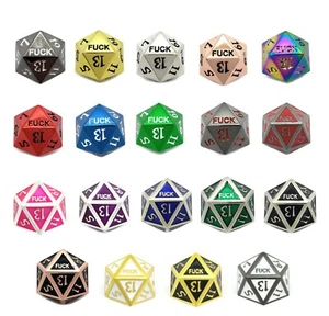 Metall D20 F Würfel kritischer Fehler 20-seitiger Stanzen DND schwarzgold silber rot Kupfer - Bild 1 von 45