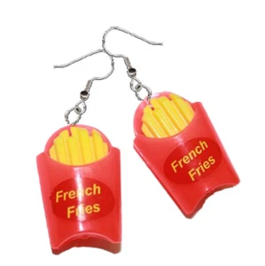 Retro FRENCH FRY FRIES Funky EARRINGS Junk Food Gumball Charms Novelty Jewelry - Picture 1 of 4