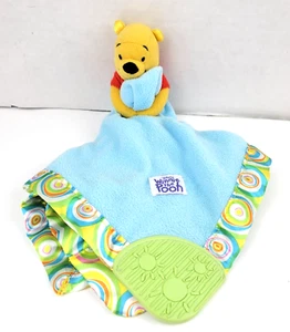 Disney Winnie the Pooh Lovey Security Blanket Satin Trim Rattle Crinkle Corner - Picture 1 of 16