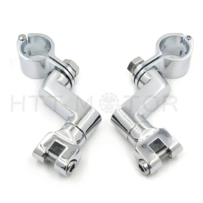Offset Highway Foot Peg Mounts with 1" Magnum Clamps For Harley CHROME USA - Image 1 of 4