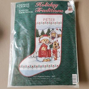 Candamar Designs Bear & Birdfeeder Stocking Cross Stitch Kit Christmas 50821 - Picture 1 of 9