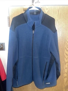 REI Zip Up Jacket Men’s XL Blue Black Fleece Sweater Made In Canada Outdoor Hike - Picture 1 of 3