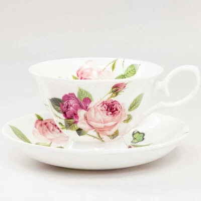 Bone China Kensington Pink Rose Teacup and Saucer Set Of 4 - Image 1 of 2