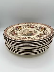 "Platos de postre Staffordshire Woodland Ridgway de colección, Inglaterra, 11 piezas 8"" de diámetro" - Imagen 1 de 10