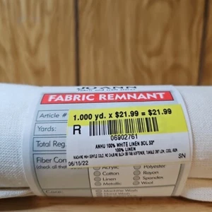 Tela 100% Lino Blanco 53" x 1yd - Imagen 1 de 2