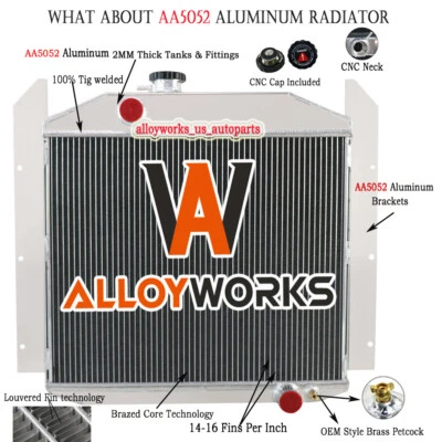 Upgrade 4 Rows Radiator for 1949-1952 1951 Studebaker Champion 2R5 2R6 Commander Foto 1 de 4