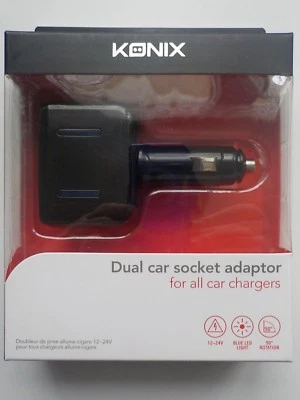 KONIX Adaptateur prise allume cigare double 12-24 V avec témoin de charge