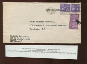 1943 Special Delivery Cover to White House for Churchill c/o Pres Roosevelt FDR - Picture 1 of 2