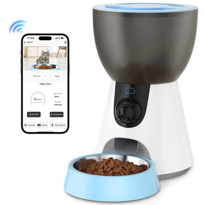 WIFI Automatic Pet Cat Dog Feeder with HD Camera 4L Food Dispenser 10 Meal Timer - Image 1 of 4