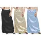 Women Satin Silk Petticoat Indian Saree Underskirt Beige Black Sky Blue 3Pcs