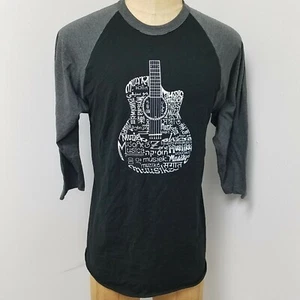 La Pop Art Men's Crew Neck Short Sleeve 'Premium Word Art Guitar" Tshirt. - Picture 1 of 4