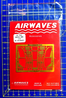 AIRWAVES ACCESSORIES AC7244 - AH-64 APACHE CANOPY (ITALERI) - 1/72 PHOTOETCHED - Immagine 1 di 2