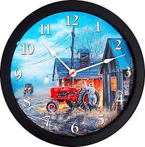 New IH Farmall Tractor Wall Clock 14" Round DAVE BARNHOUSE Starting Them Young