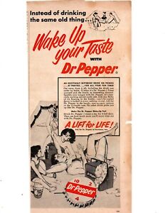 Print Ad Dr Pepper 1954 at Beach Wake Up your Taste Drink 3 per day for 8 days