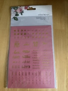 WEBSTER’S PAGES FAUX LEATHER Planner Sticker Sheet PINK Gold Writing NIP - Picture 1 of 7