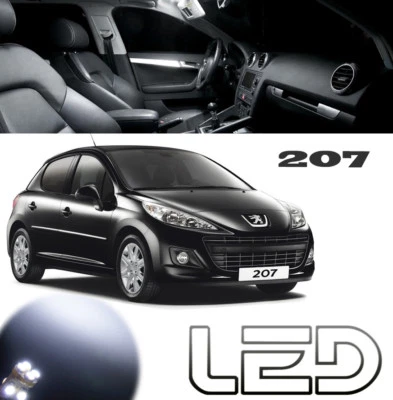 Pour Peugeot 207 Kit 9 Ampoules LED Blanc habitacle plafonnier Veilleuses Plaque