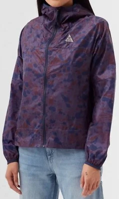 NUEVO SIN ETIQUETAS NIKE ACG Chaqueta cortavientos a prueba de viento Cono de ceniza para mujer con capucha púrpura S Foto 1 de 4
