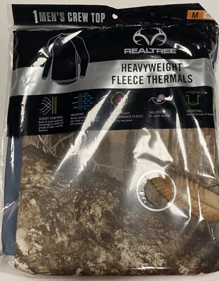 Realtree Men's Camo Heavy Weight Fleece Thermal Performance Crew Top Size Medium - Image 1 of 4