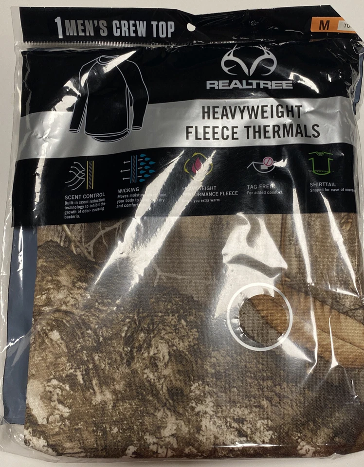 Realtree Men's Camo Heavy Weight Fleece Thermal Performance Crew Top Size Medium - Image 1 of 4