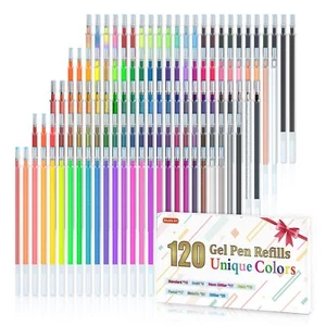 120 Gel Pens Refills Metallic Neon Colors Pastel Glitter Adult Coloring Books - Picture 1 of 7