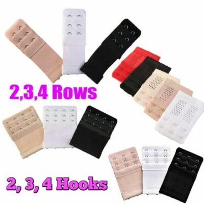 4Stück BH Verlängerung Erweiterung 2 3 4 Haken Verschluss Gummi Reihen Set Clip) - Bild 1 von 4