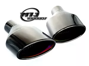 L & R Audi RS4 RS3 Golf R Leon Cupra 6" x 4" Twin Black Oval Exhaust Tailpipes - Picture 1 of 12