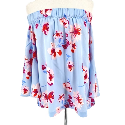 Blusa Mudpie Mujer Azul Claro Floral Fuera del Hombro Columpio Talla Mediana Foto 1 de 4
