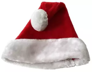 Plush Velvet Santa Stocking Cap Hat Red White Christmas Holiday Adult Unisex - Picture 1 of 4