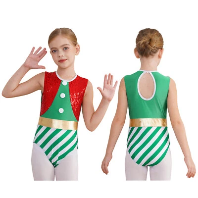 Kids Girls Leotard Halloween Bodysuit Clown Jumpsuit Show Rompers Stage Theme - Image 1 of 4
