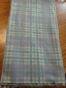 Crafts Quilting Fleece Fabric Blue/Multi-Color Plaid 1.5 yards - Picture 1 of 4