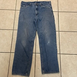 RK Brand Jeans Herren 34X32 blau gerade gefüttert warm schwere Hose Mid Rise Denim - Bild 1 von 5