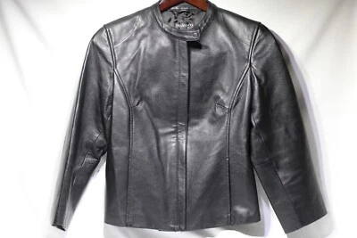 Chaqueta de cuero negra Style & Co Petite L Foto 1 de 4