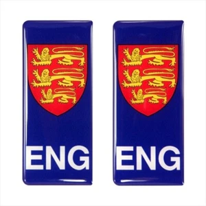 2x 98x42 mm ENG England drei Löwen Nummernschild Gel gewölbt Aufkleber Decal Badge - Bild 1 von 2