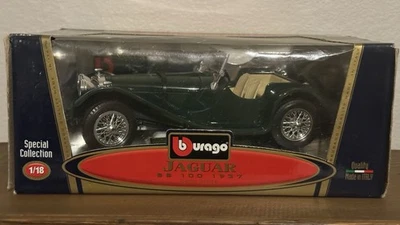 Modelo diecast Burago Jaguar SS100 escala 1/18 - verde - en caja Foto 1 de 4