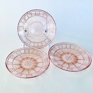 Vintage Jeannette  Doric Pink Depression Glass Saucers Set of 3 - Picture 1 of 2