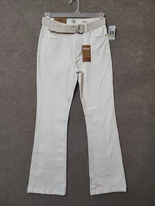 Jeans Kensie Vintage Luxe tiro alto acampanados Savannah para mujer 4 27 blanco roto NUEVO - Imagen 1 de 11