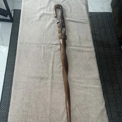 "Hombre jamaicano tallado en madera con pipa bastón hecho a mano 38"" de alto" Foto 1 de 4