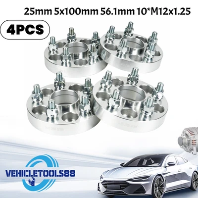 4x25mm 5x100 56.1mm 12x1.25 Hubcentric Wheel Spacers For Subaru Impreza Forester - image 1 of 4