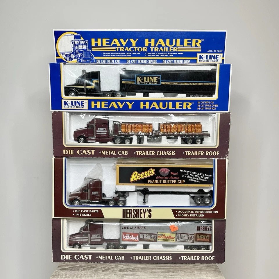Lot 4 K-Line Electric Train Die-cast 1:48 Hersheys Chocolate Reeses Truck Hauler - Image 1 of 4