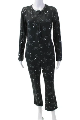 Mason Grey Womens Long Sleeve Star Print Sleepwear One Piece Black Size  S - Image 1 of 4
