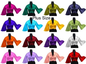 Lady Summer Elegant Shirts Satin Silk Soft Fancy Wrap top Shirt Plus Size S83-4 - Picture 1 of 45