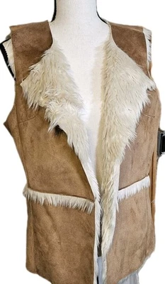Chaleco retro de gamuza sintética de piel de oveja, años 70, boho, hippie, festival para mujer Foto 1 de 4